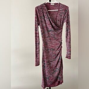 Aritzia Wilfred Free Klum Wrap Dress, Size Small, Dark Red Black Heather.